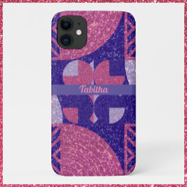 Capa Para iPhone 11 Glam rosa e geometria roxa