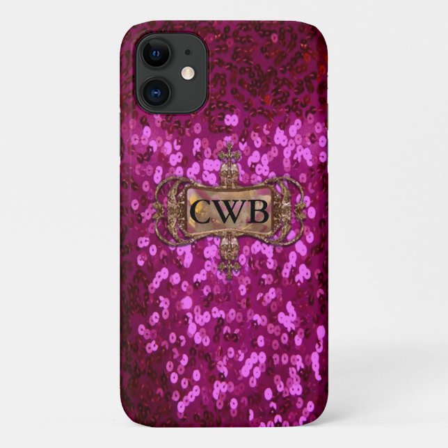 Capa Para iPhone 11 Gleem Shea II Monograma da Menina Bonito (Verso)