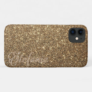 Capa Para iPhone 11 Glitter Dourado Personalizado