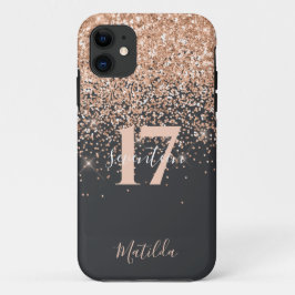Capa Para iPhone 11 Glitter feminino brilha moderno aniversário Case-M