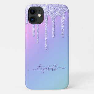 Capa Para iPhone 11 Glitter Girly Purple Drives Personalizados Arco-Í