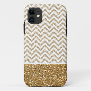 Capa Para iPhone 11 Glitter Glitter Chevron Dourado Glam Faux
