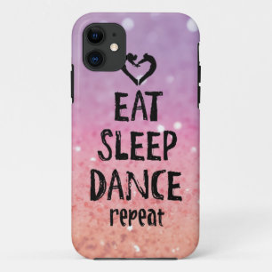 Capa Para iPhone 11 Glittery coma, durma, dance o caso