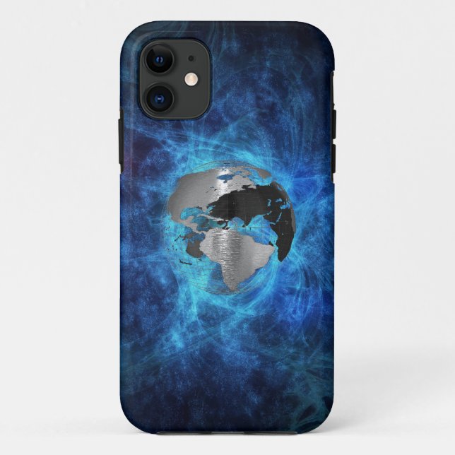 Capa Para iPhone 11 Globo da terra do metal (Verso)