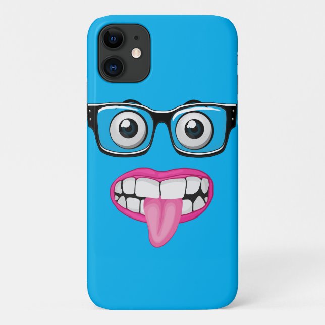 Capa Para iPhone 11 globo ocular com óculos e boca (Verso)
