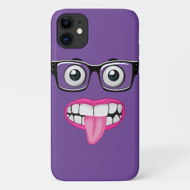 Capa Para iPhone 11 globo ocular com óculos e boca (Verso)