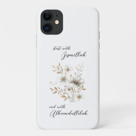 Capa Para iPhone 11 Gold Floral Bismillah Alhamdulliah