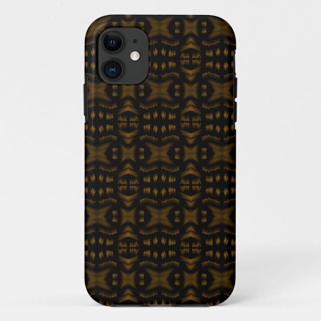 Capa Para iPhone 11 Golden Obsidian Tribal Ikat Pattern (Verso)