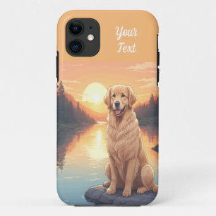 Capa Para iPhone 11 Golden Retriever perto do Lago