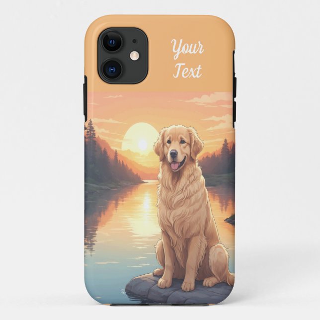 Capa Para iPhone 11 Golden Retriever perto do Lago (Verso)