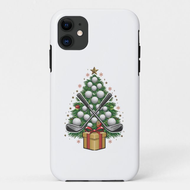 Capa Para iPhone 11 Golf Equipamento de Natal Árvore de Natal Golfe (Verso)