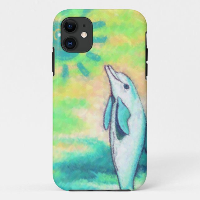 Capa Para iPhone 11 Golfinho pintado (Verso)