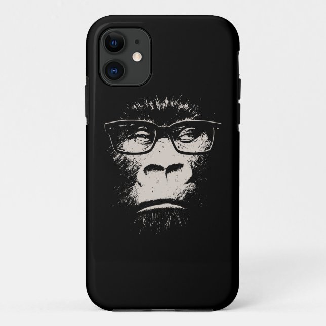 Capa Para iPhone 11 Gorila hipster Com Óculos (Verso)