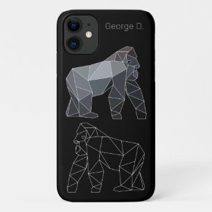 Capa Para iPhone 11 Gorilla Poligonal Geométrico Com Nome de etiqueta