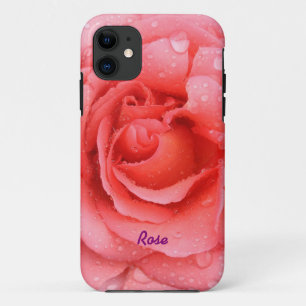 Capa Para iPhone 11 Gotas cor-de-rosa vermelhas românticas da água