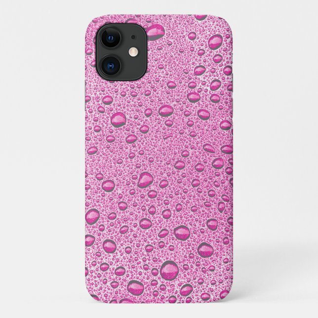 Capa Para iPhone 11 Gotas de água rosa quente (Verso)