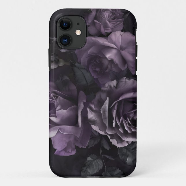 Capa Para iPhone 11 Gótico Lavanda  Roxo Rosa Floral (Verso)