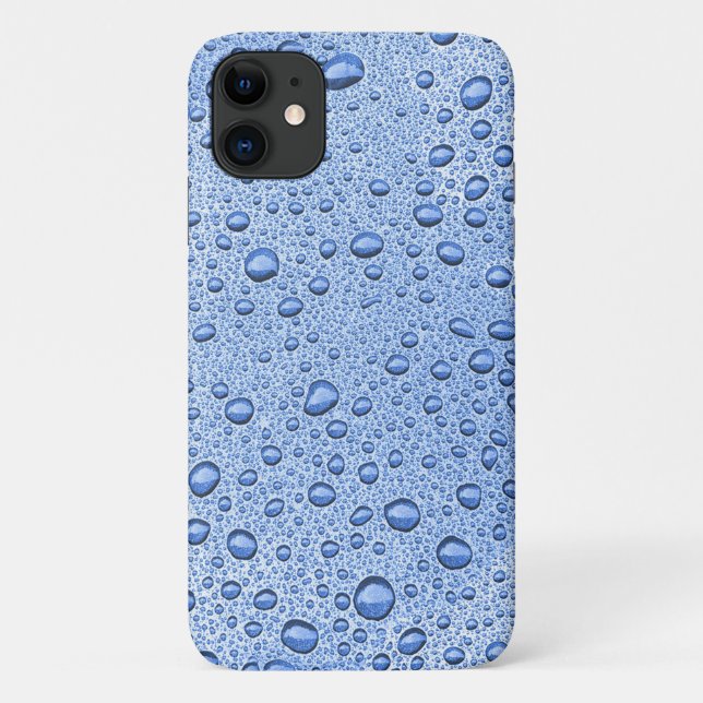 Capa Para iPhone 11 Gotículas de água azuis (Verso)