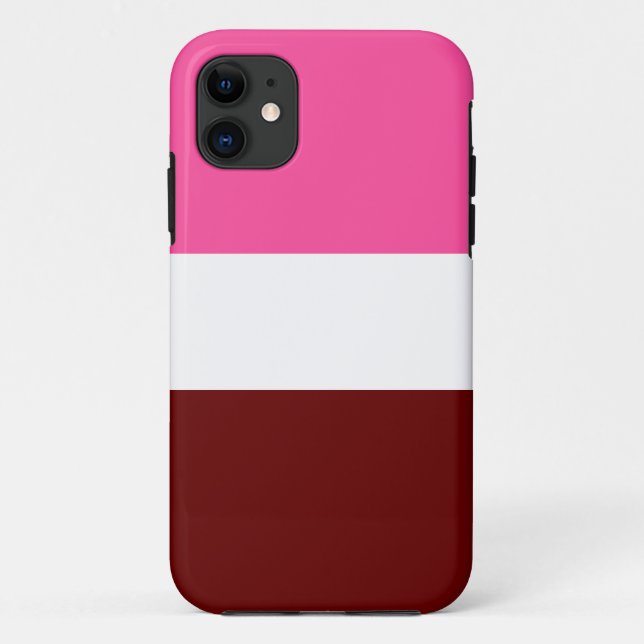 Capa Para iPhone 11 Grades Brancas Vermelhas Profundas, Rosa Brilhante (Verso)
