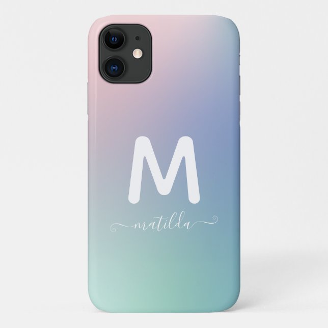 Capa Para iPhone 11 gradiente abstrato moderno do arco-íris (Verso)