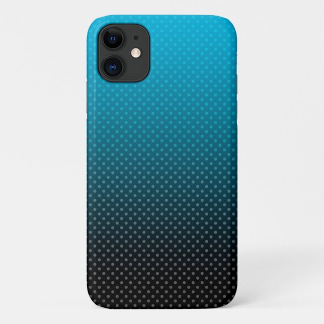 Capa Para iPhone 11 gradiente azul com bolinhas pequenas (Verso)