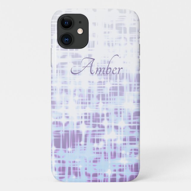 Capa Para iPhone 11 Gradiente Branco Roxo Brilho Faíscas Personalizado (Verso)