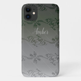 Capa Para iPhone 11 Gradiente Cinza Padrão Folha Personalizado
