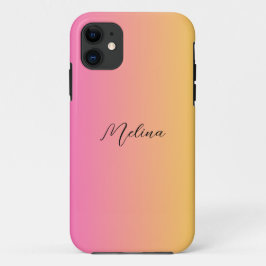 Capa Para iPhone 11 Gradiente de cores moderno bonito com Nome