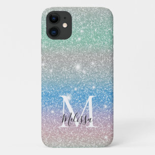 Capa Para iPhone 11 Gradiente Pastel Brilho Monograma Nome