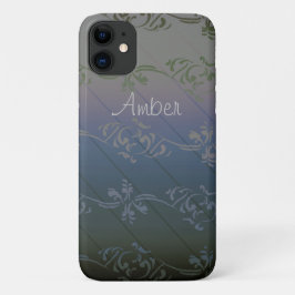 Capa Para iPhone 11 Gradiente Prateado Cinza Padrão Folha Personalizad