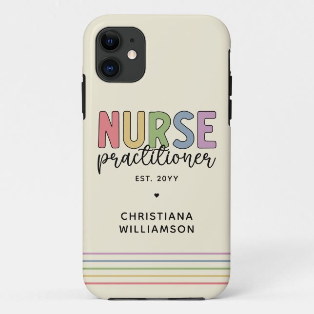 Capa Para iPhone 11 Graduação de enfermeiro NP Nurse personalizado (Verso)
