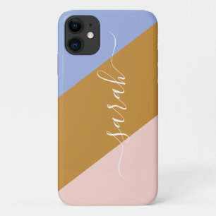 Capa Para iPhone 11 Gráfico de Arco-Íris Retro com Nome Personalizado