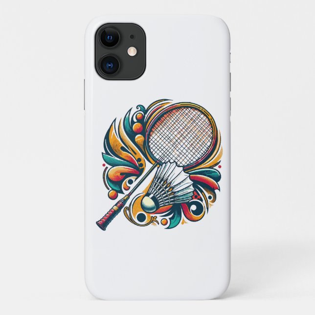 Capa Para iPhone 11 Gráficos de Badminton (Verso)