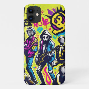 Capa Para iPhone 11 Grafite de Banda de Arte na Rua Punk Rock