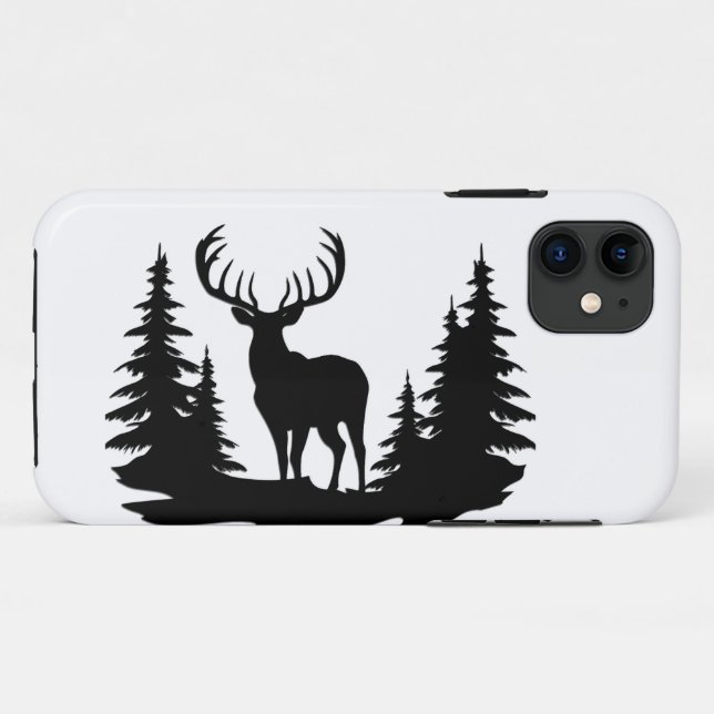 Capa Para iPhone 11 Grande cervo entre pinheiros vector (Verso (horizontal))