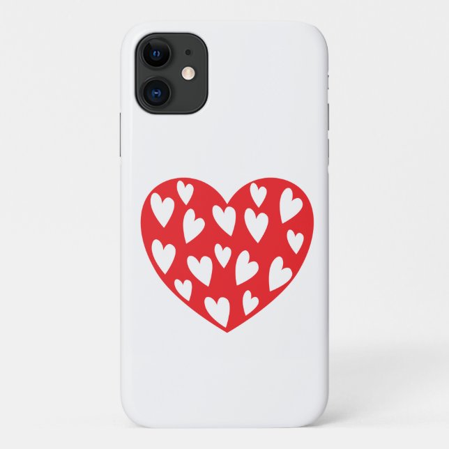 Capa Para iPhone 11 Grande coração vermelho com pequenos corações (Verso)