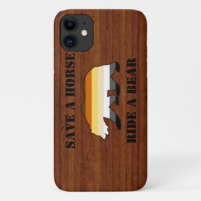 Capa Para iPhone 11 Grande Orgulho de Urso Gay Salva Um Urso Cavalo (Verso)