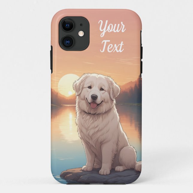 Capa Para iPhone 11 Grande Pirenéus junto ao Lago (Verso)