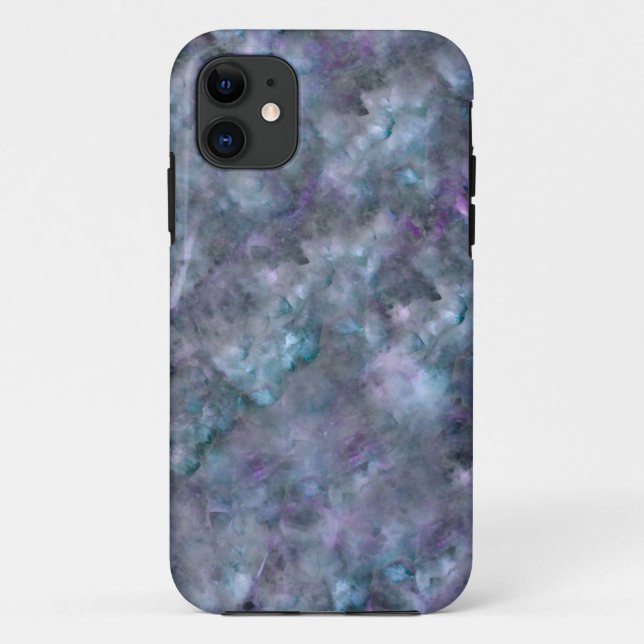 Capa Para iPhone 11 Grânite de quartzo azul-abstrato púrpura (Verso)