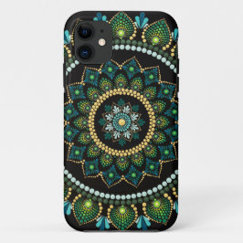 Capa Para iPhone 11 Green Mandala | Pintado manualmente | Geometria Sa