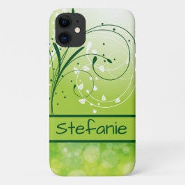 Capa Para iPhone 11 Green Swirly deixa Brokeh