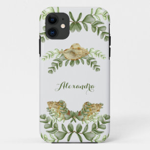 Capa Para iPhone 11 Greenery Seashell náutico náutica cascas de creme
