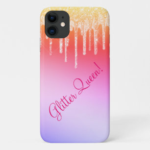 Capa Para iPhone 11 Grelha Gliter Rainha Rosa Quente Estimulante Glama