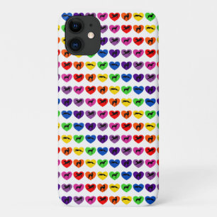 Capa Para iPhone 11 Greyhound Silhouettes Rainbow Hearts
