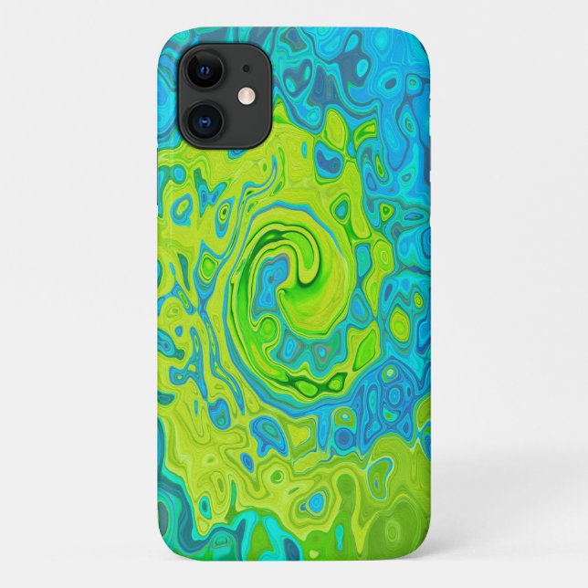 Capa Para iPhone 11 Groovy Chartreuse e Aquamarine (Verso)