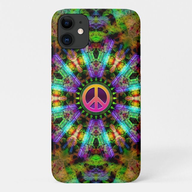 Capa Para iPhone 11 Groovy Sinal de Paz Rainbow Joy (Verso)