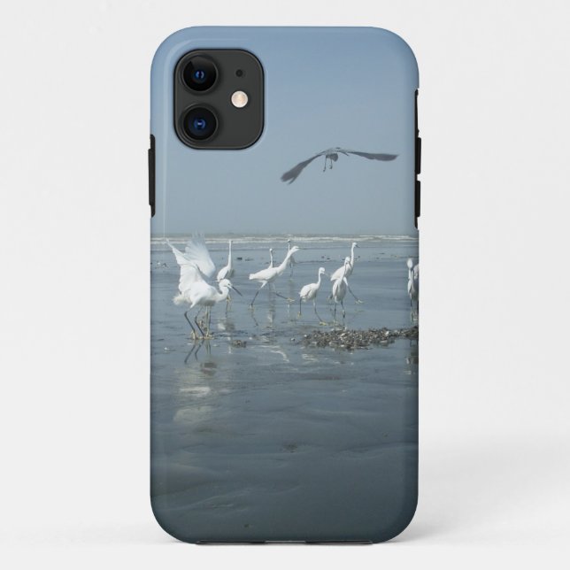 Capa Para iPhone 11 Gruas brancas e copas pretas: um contraste na natu (Verso)