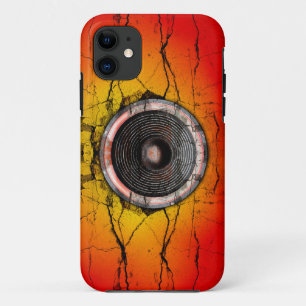 Capa Para iPhone 11 Grunge Red and Orange Music auto-falante