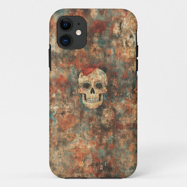 Capa Para iPhone 11 Grunge Skull Art Mobile Case (Verso)