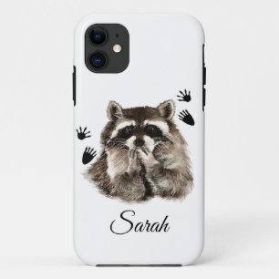 Capa Para iPhone 11 Guaxinim Bonito Explodiu Pegadas de Arte Animal